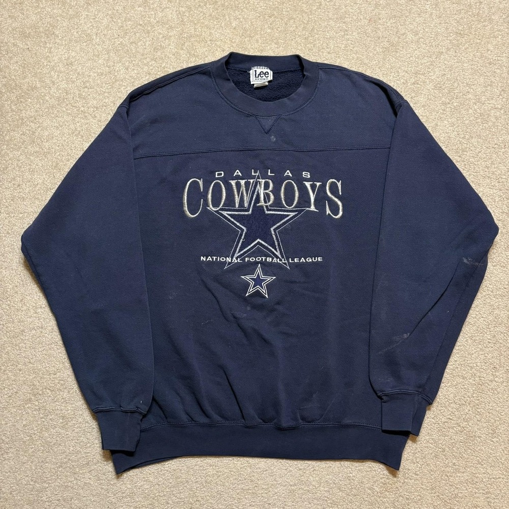 Vtg Dallas Cowboys Sweatshirt Mens Large Blue NFL Football Lee Sport 90s
